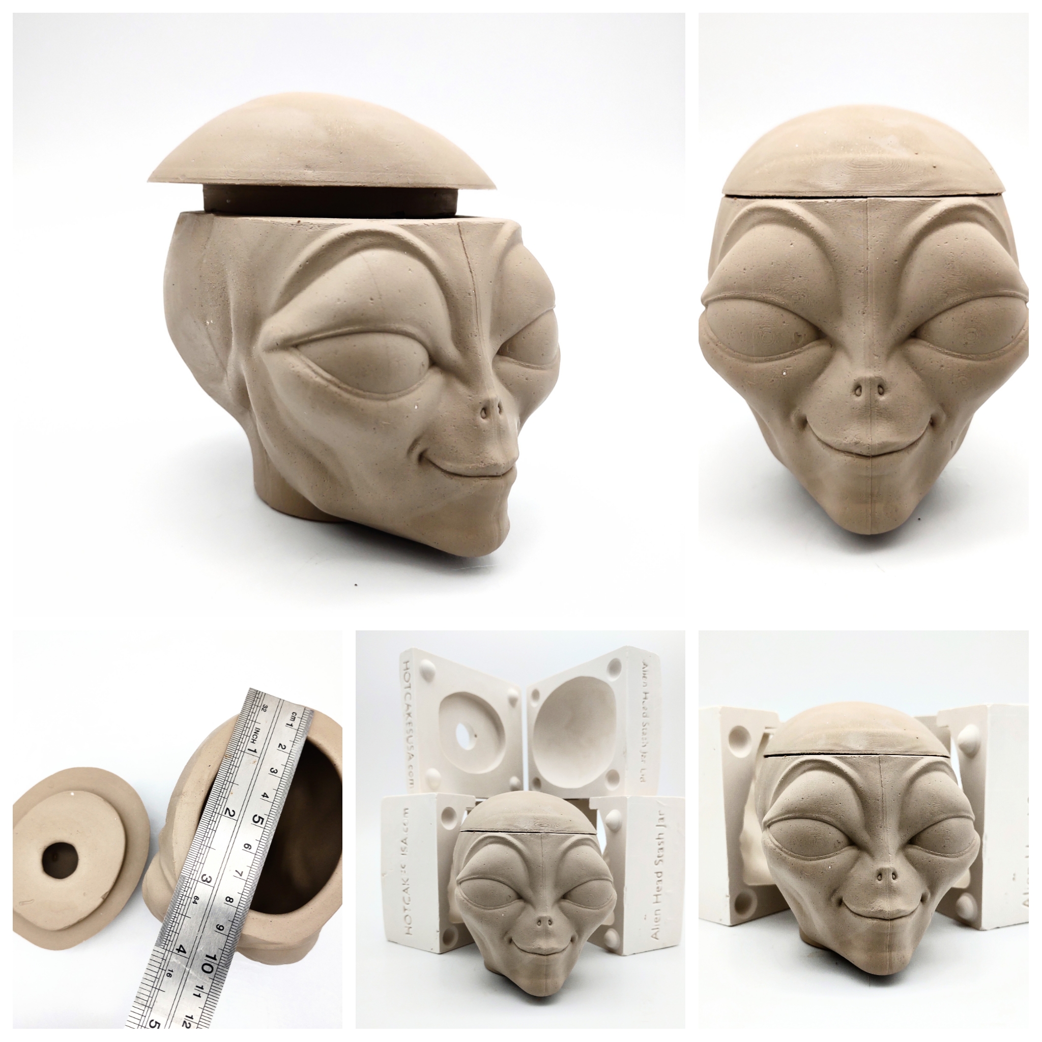 Alien Extraterrestrial Stash Jar Mold Ceramic Slip Casting Plaster Mold ...