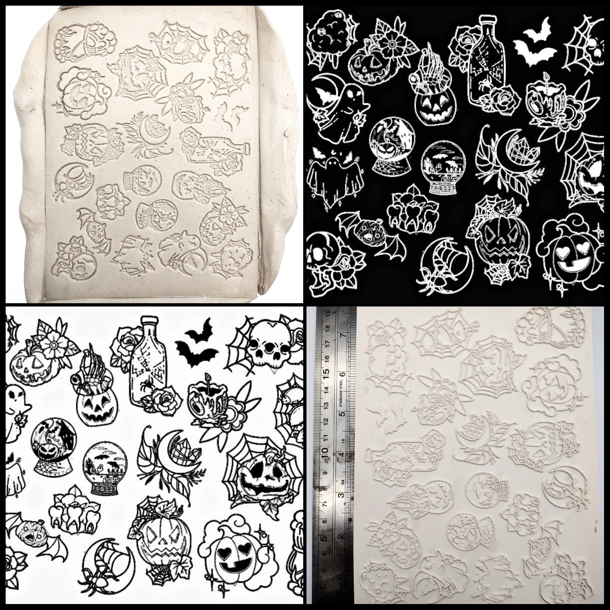 Halloween trick or treat spooky fun Clay Flash Mold plaster press molds ...