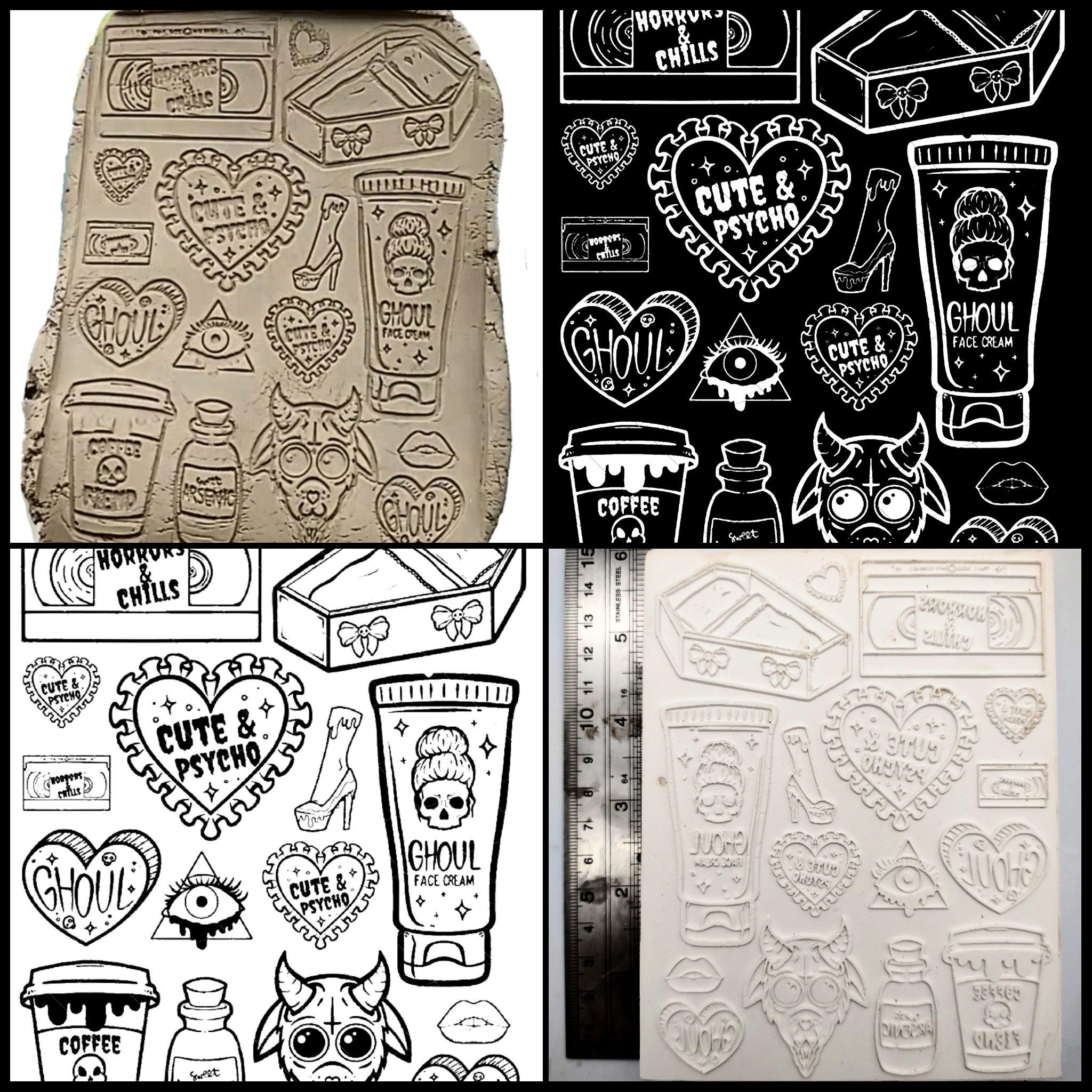 Cute and Psycho Halloween horror Clay Flash Mold plaster press molds ...